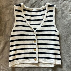 Abercrombie and Fitch Striped Navy Blue and White Sweater Top